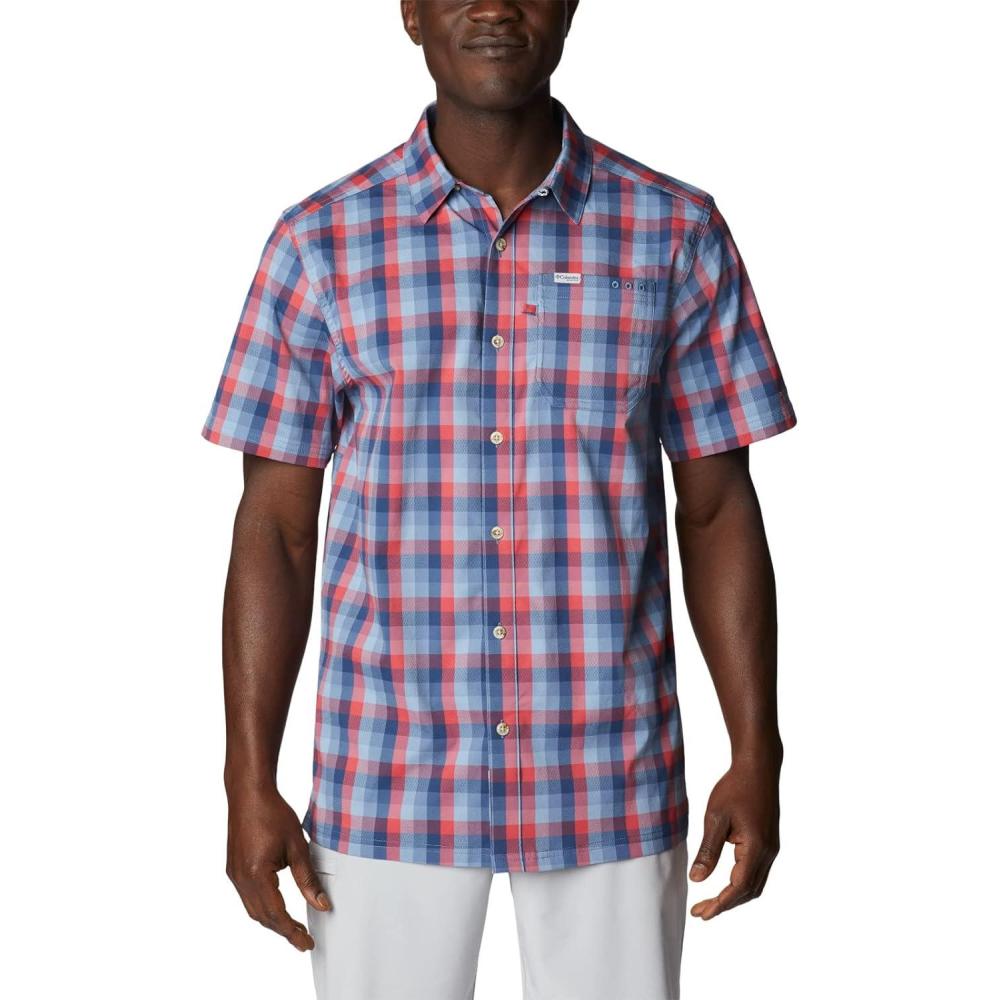 imageColumbia Mens Super Slack Tide Camp Shirt Short SleeveCarbon Mid Gingham