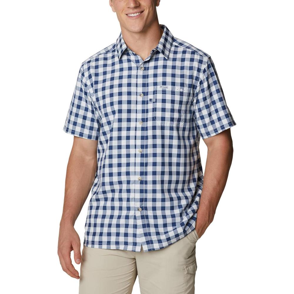 imageColumbia Mens Super Slack Tide Camp Shirt Short SleeveCarbon Palaka Plaid