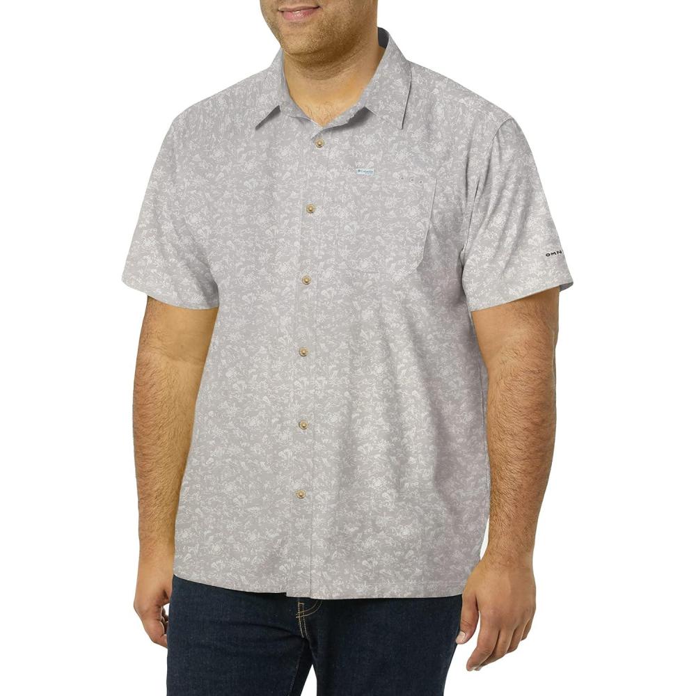 imageColumbia Mens Super Slack Tide Camp Shirt Short SleeveCool Grey Gamefish Print