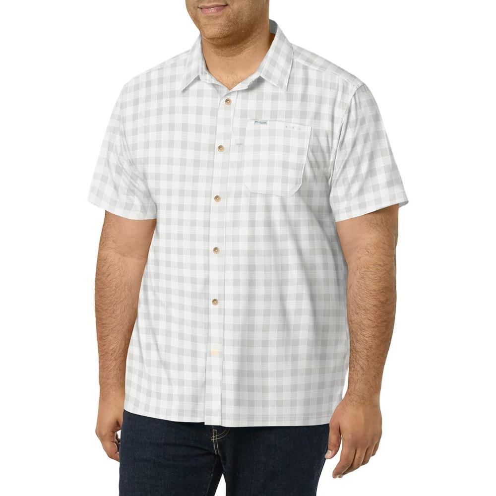 imageColumbia Mens Super Slack Tide Camp Shirt Short SleeveCool Grey Palaka Plaid