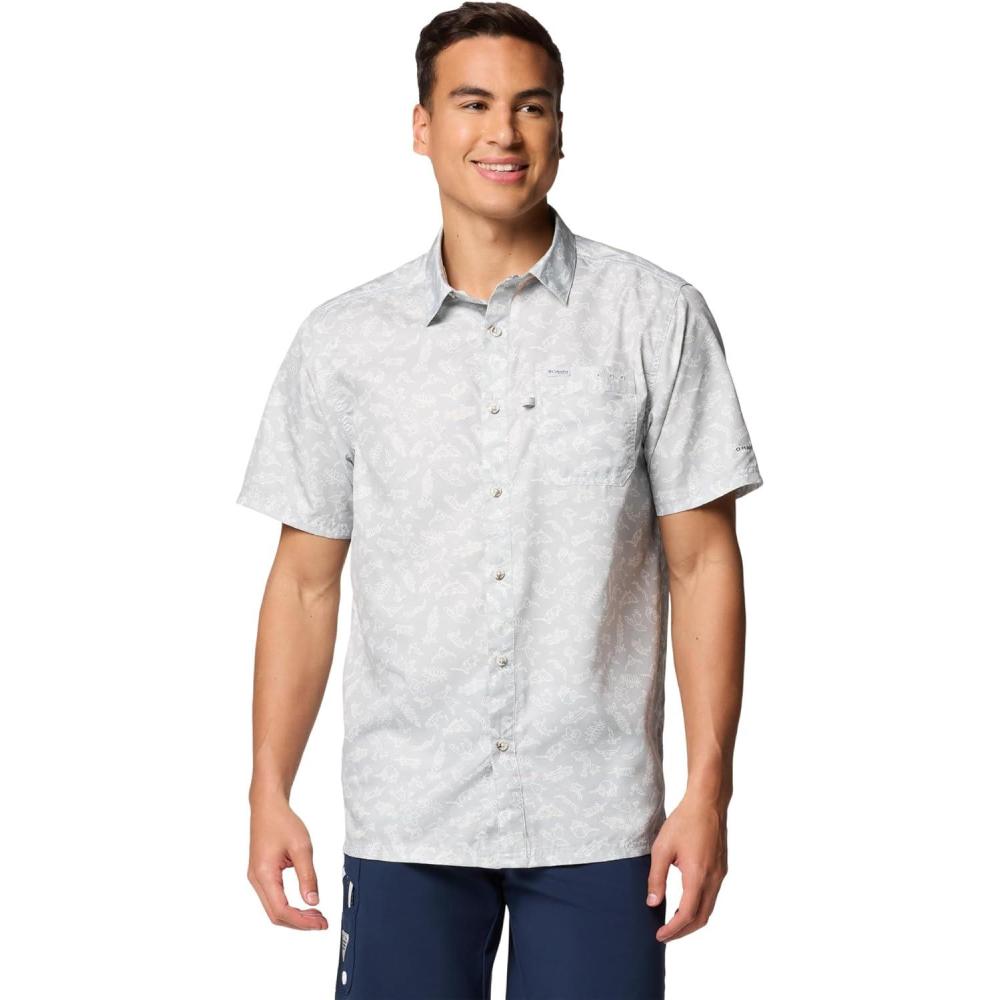 imageColumbia Mens Super Slack Tide Camp Shirt Short SleeveCool Grey Texas Time