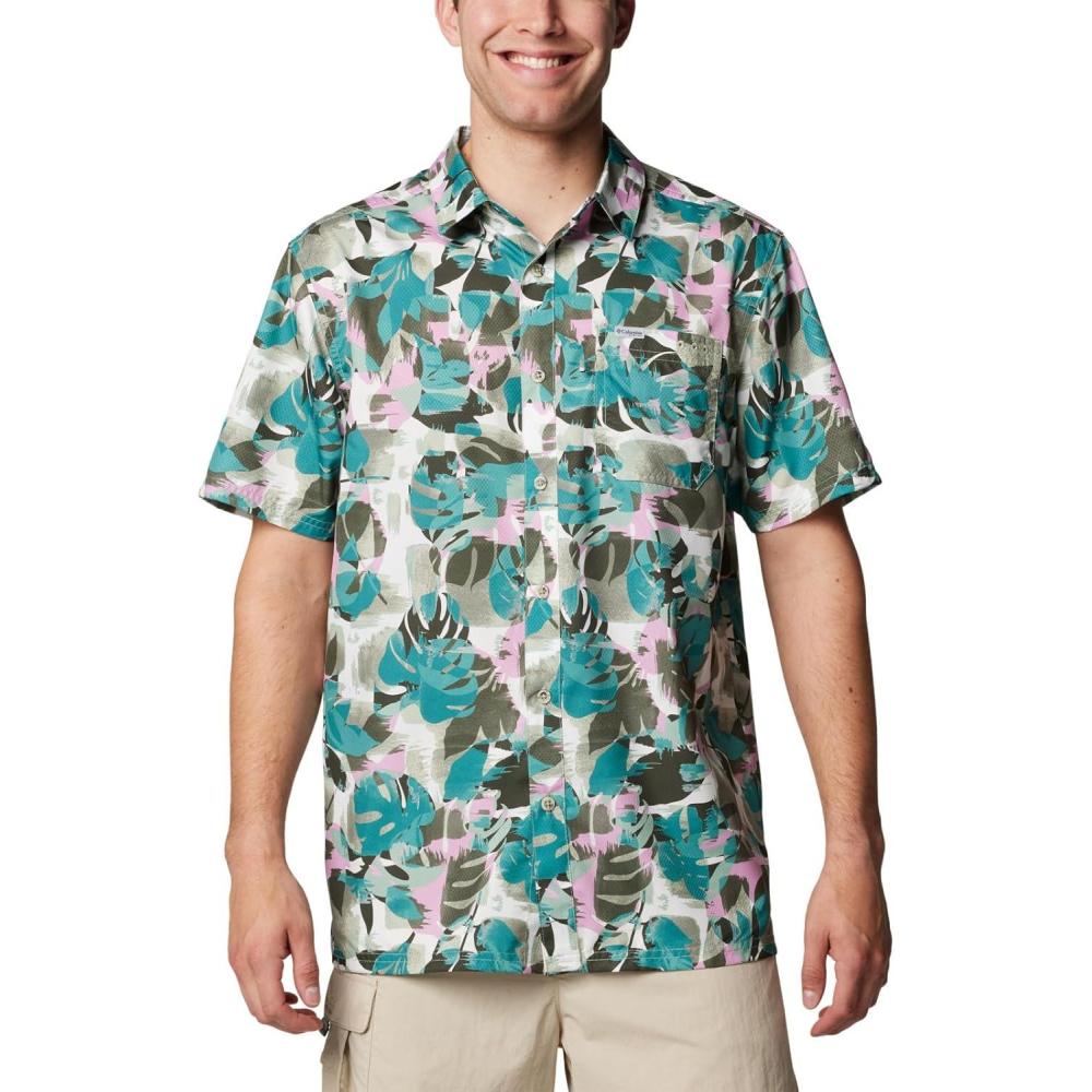 imageColumbia Mens Super Slack Tide Camp Shirt Short SleeveCypress Ikat Palms