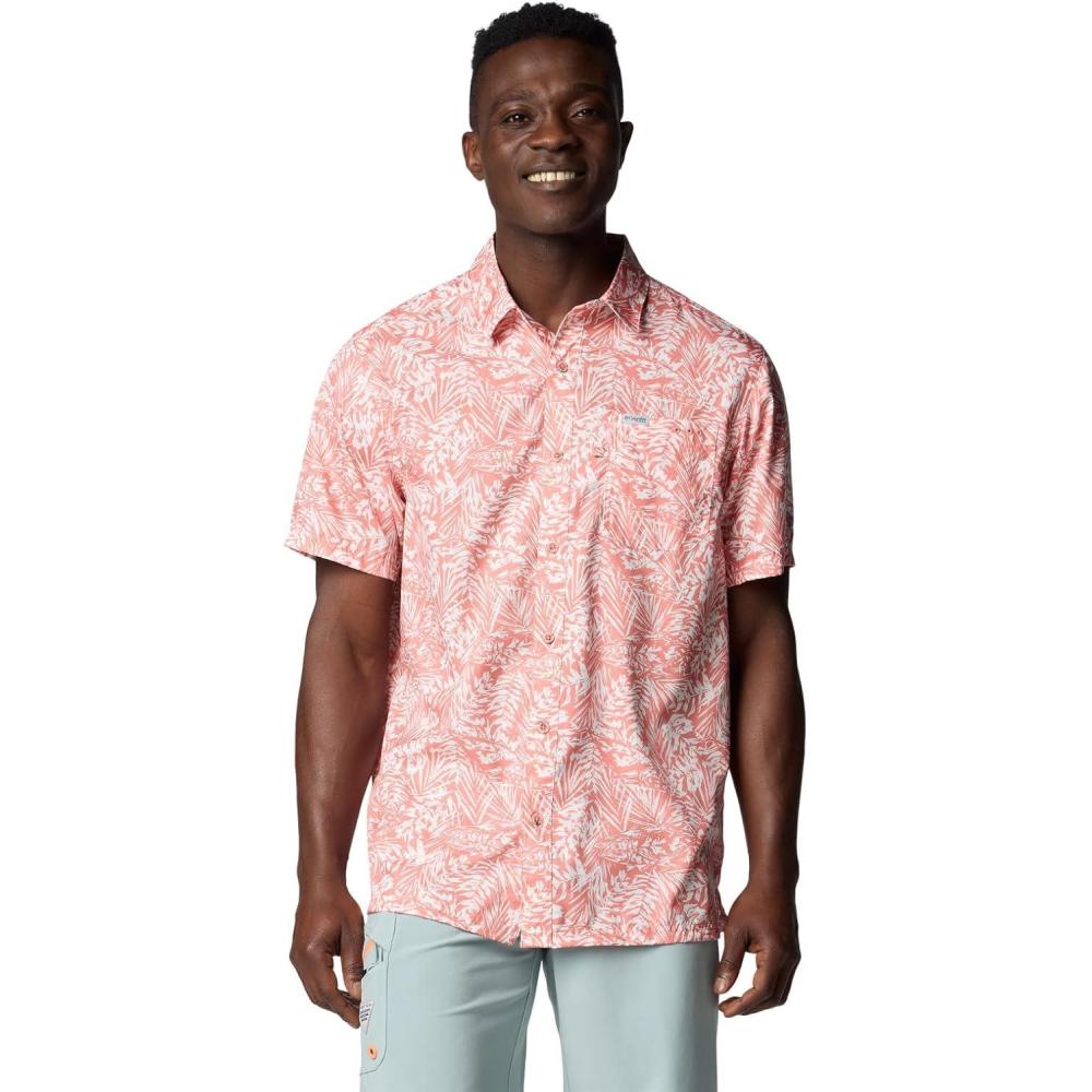 imageColumbia Mens Super Slack Tide Camp Shirt Short SleeveFaded Peach Tunado Tonal