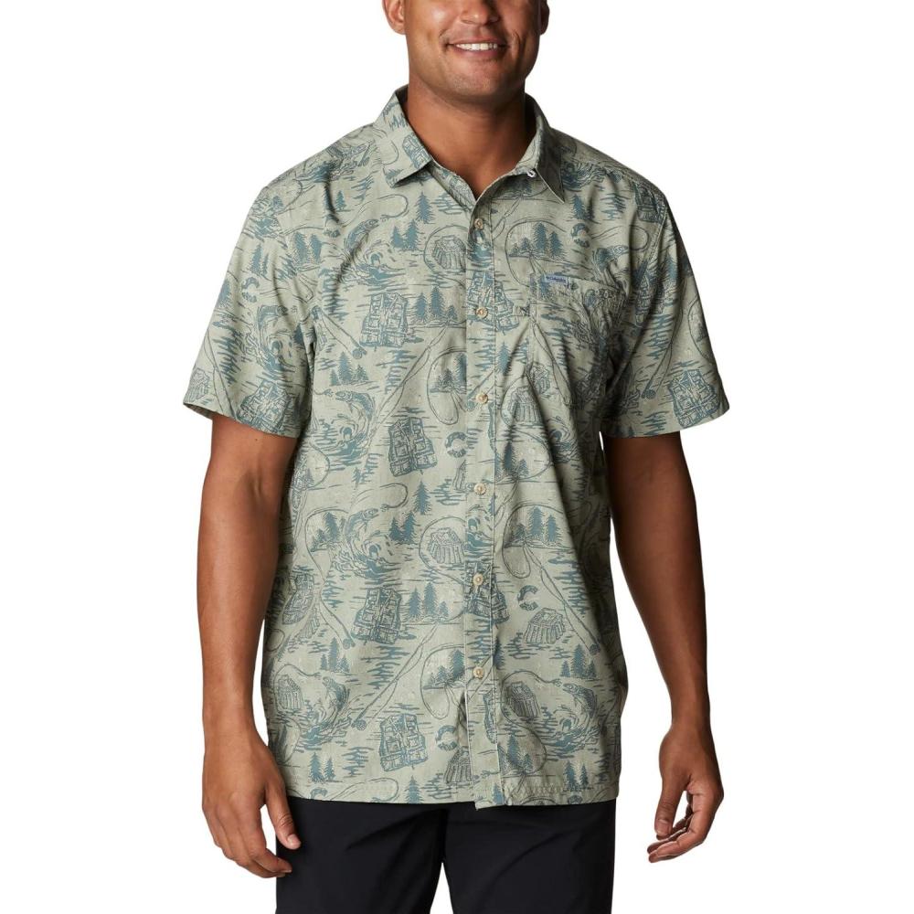 imageColumbia Mens Super Slack Tide Camp Shirt Short SleeveMetal Pfg Origins Print