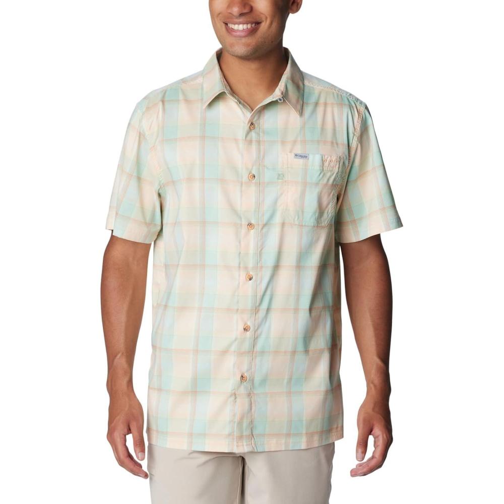 imageColumbia Mens Super Slack Tide Camp Shirt Short SleeveNew Mint Ombre Check