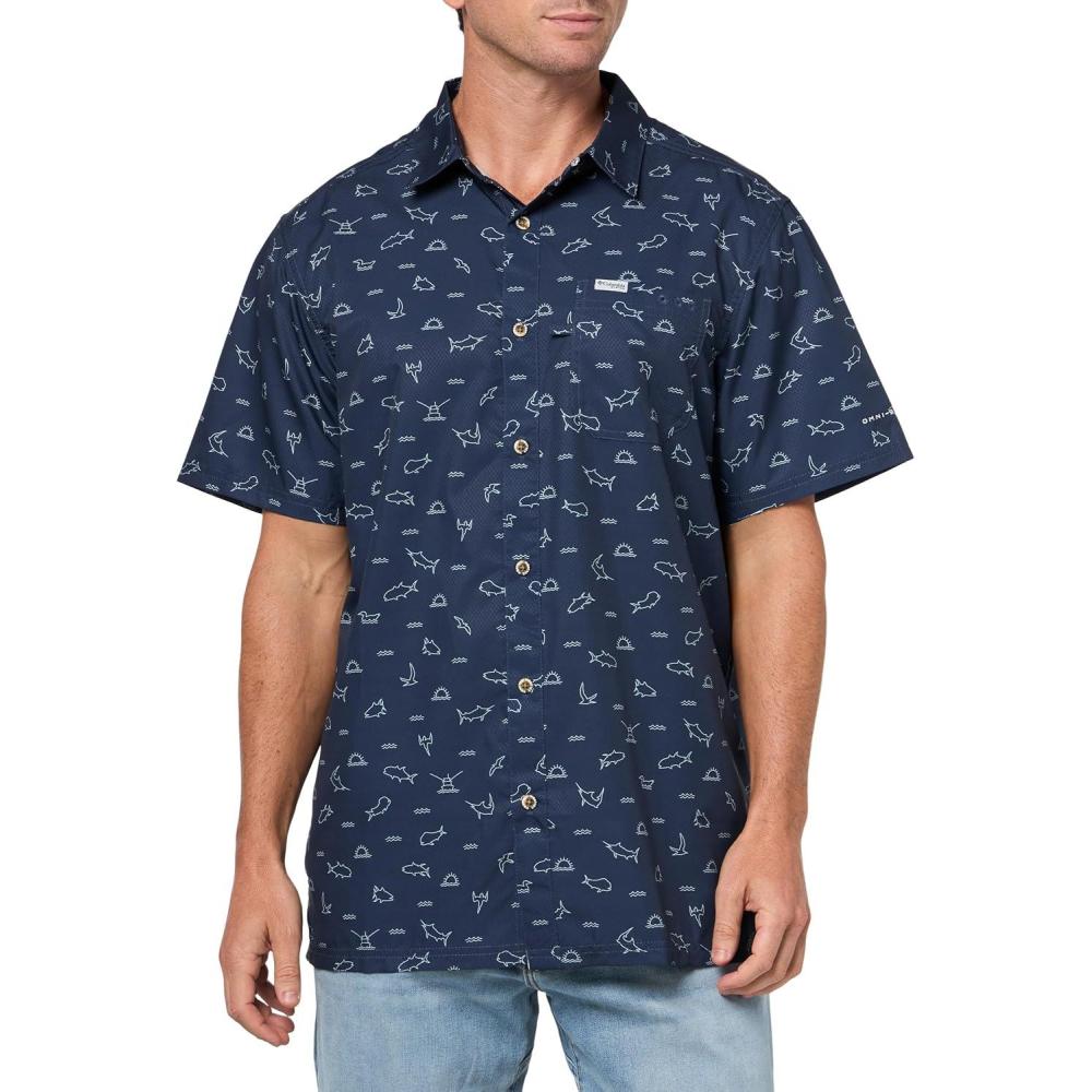imageColumbia Mens Super Slack Tide Camp Shirt Short SleeveNocturnal Deep Divers