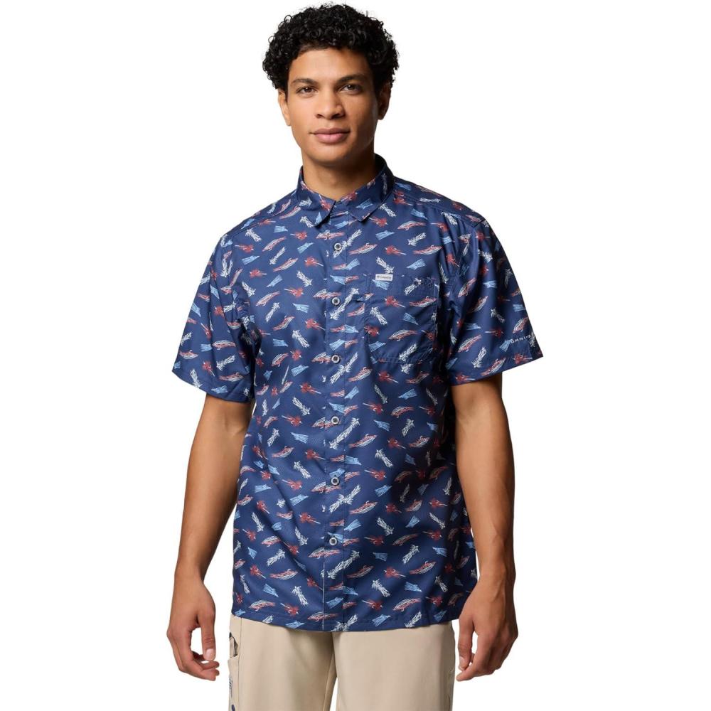 imageColumbia Mens Super Slack Tide Camp Shirt Short SleeveNocturnal Fly Pride
