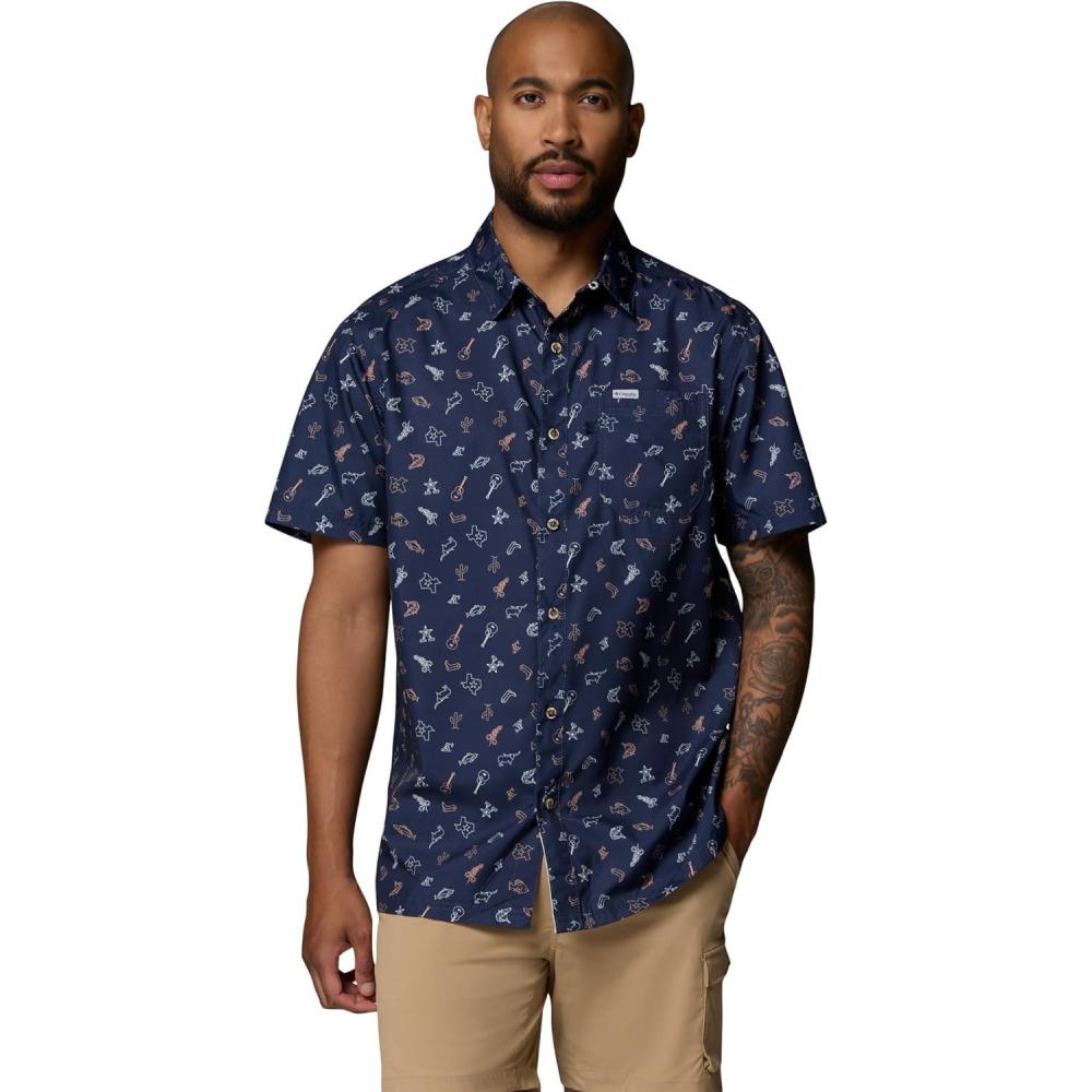 imageColumbia Mens Super Slack Tide Camp Shirt Short SleeveNocturnal Take Me to Texas