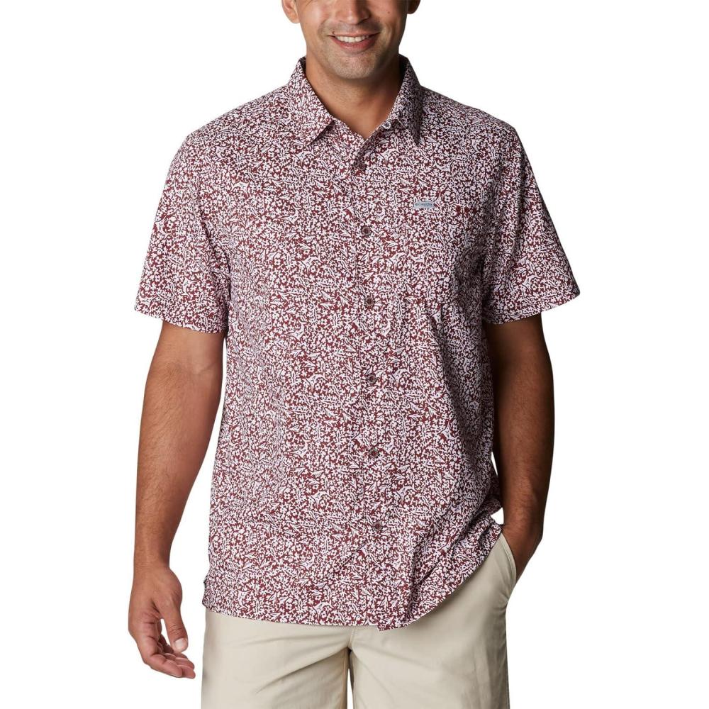 imageColumbia Mens Super Slack Tide Camp Shirt Short SleeveRed Jasper Deepsea Medley