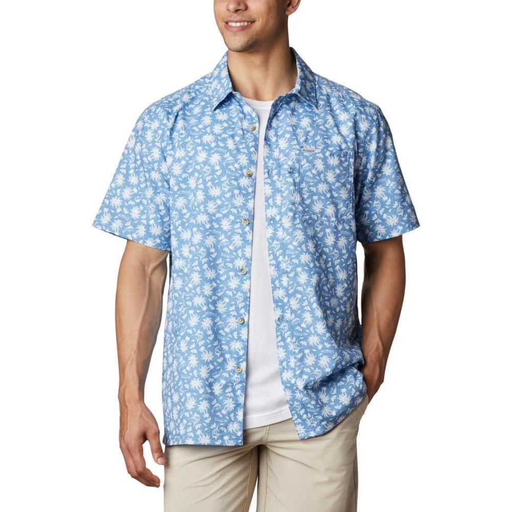 imageColumbia Mens Super Slack Tide Camp Shirt Short SleeveSkyler Marlin Palms Print