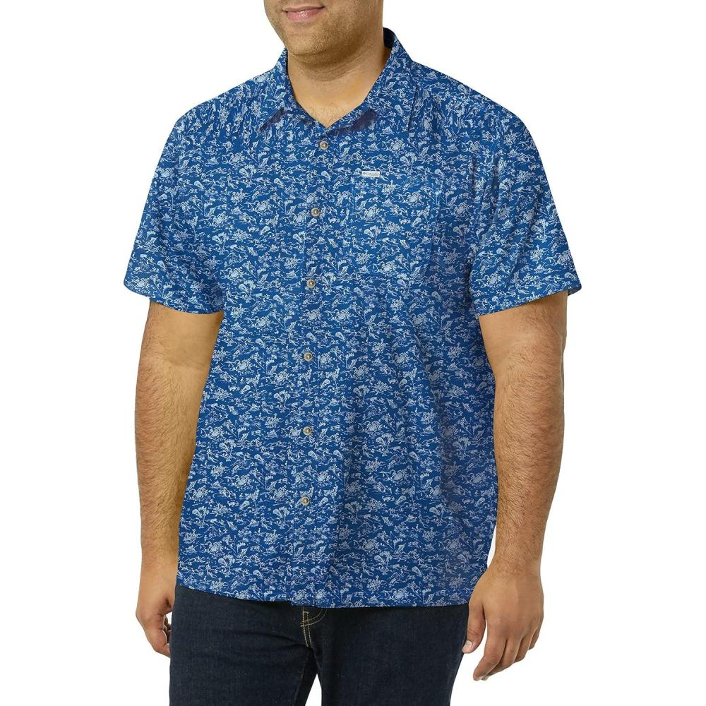imageColumbia Mens Super Slack Tide Camp Shirt Short SleeveVivid Blue Gamefish Print