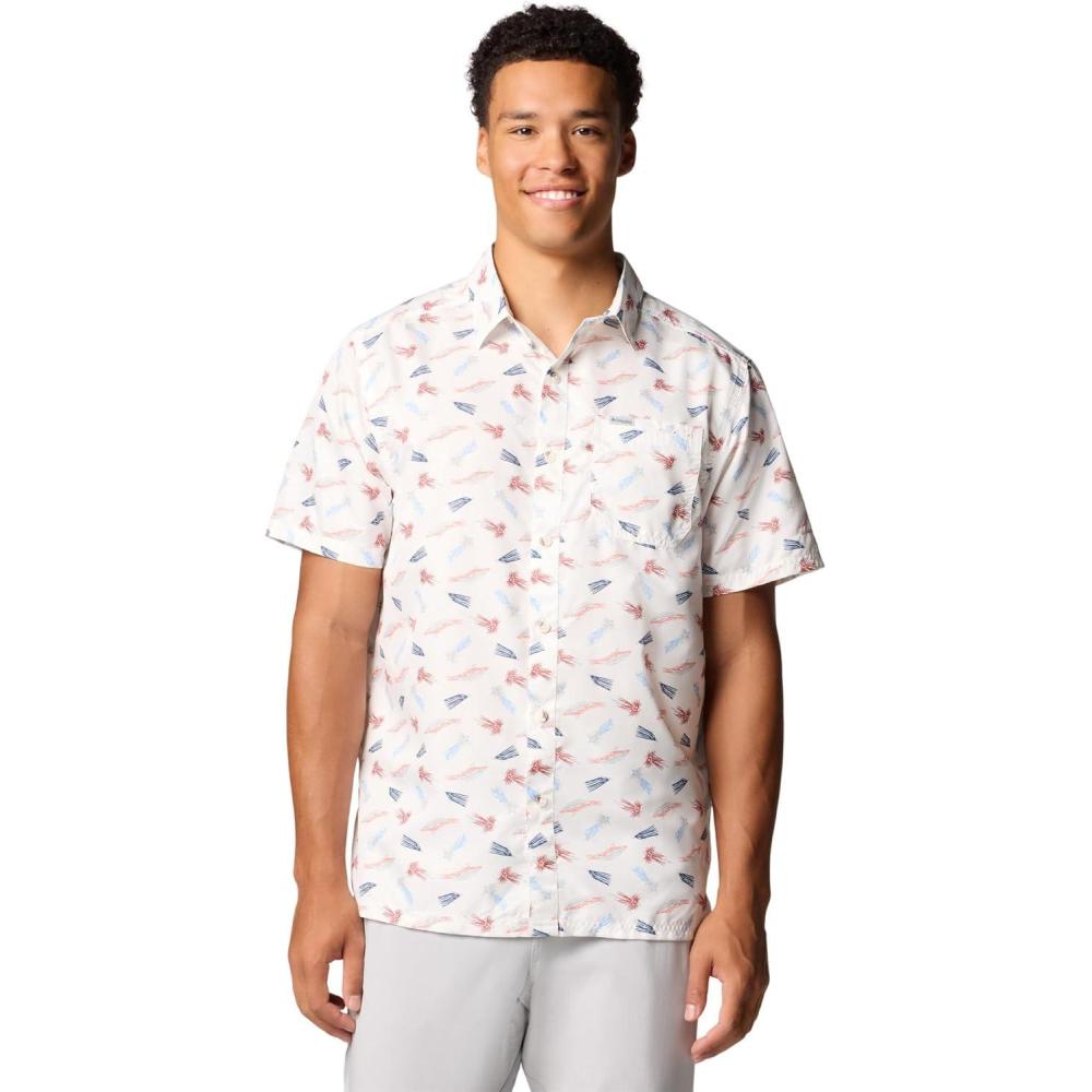 imageColumbia Mens Super Slack Tide Camp Shirt Short SleeveWhite Fly Pride