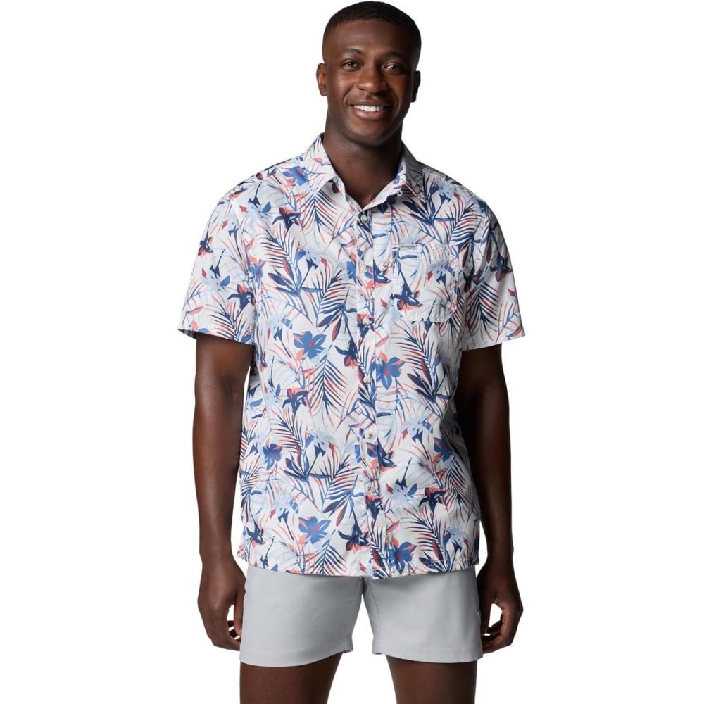 imageColumbia Mens Super Slack Tide Camp Shirt Short SleeveWhite Tropicfield