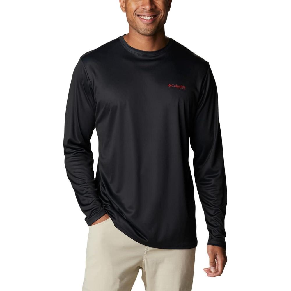 imageColumbia Mens Terminal Tackle PFG Fish Flag Long SleeveBlackBright Red Can Fish
