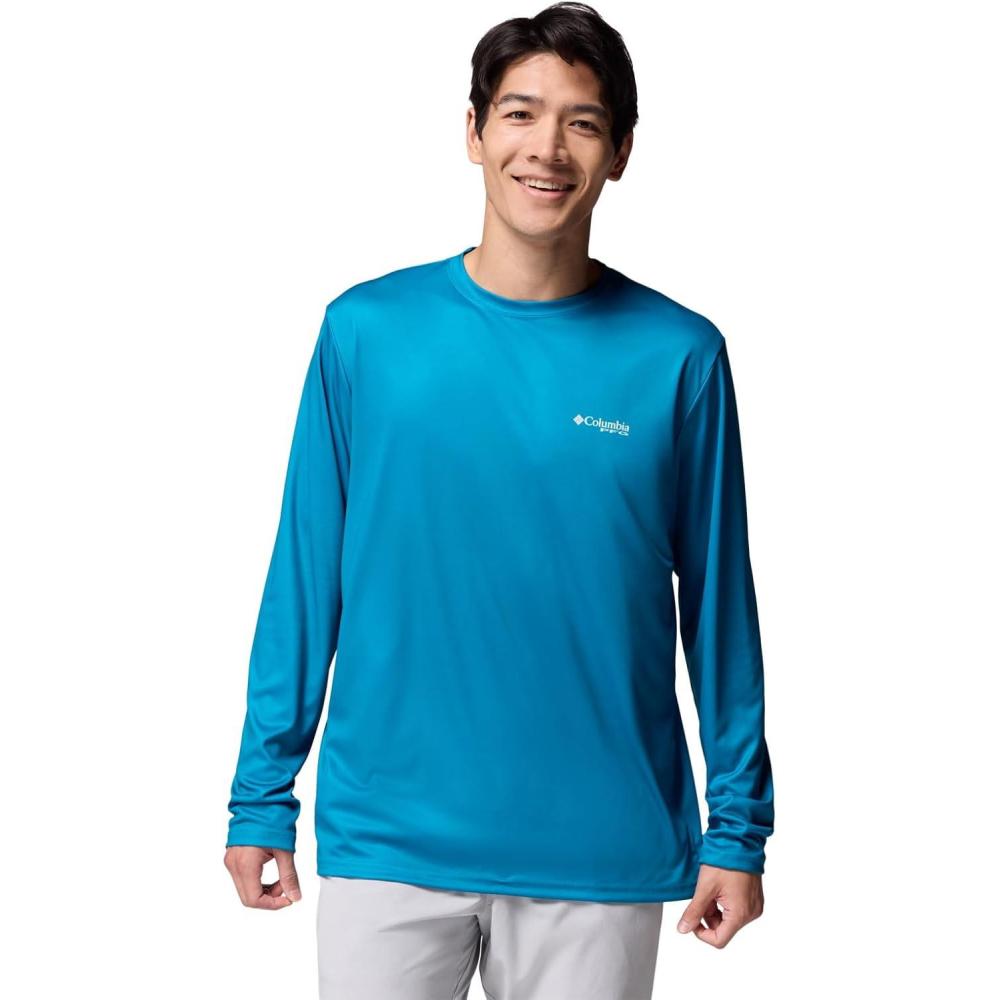 imageColumbia Mens Terminal Tackle PFG Fish Flag Long SleeveBlue EchoLemon Wash Offshore Slam