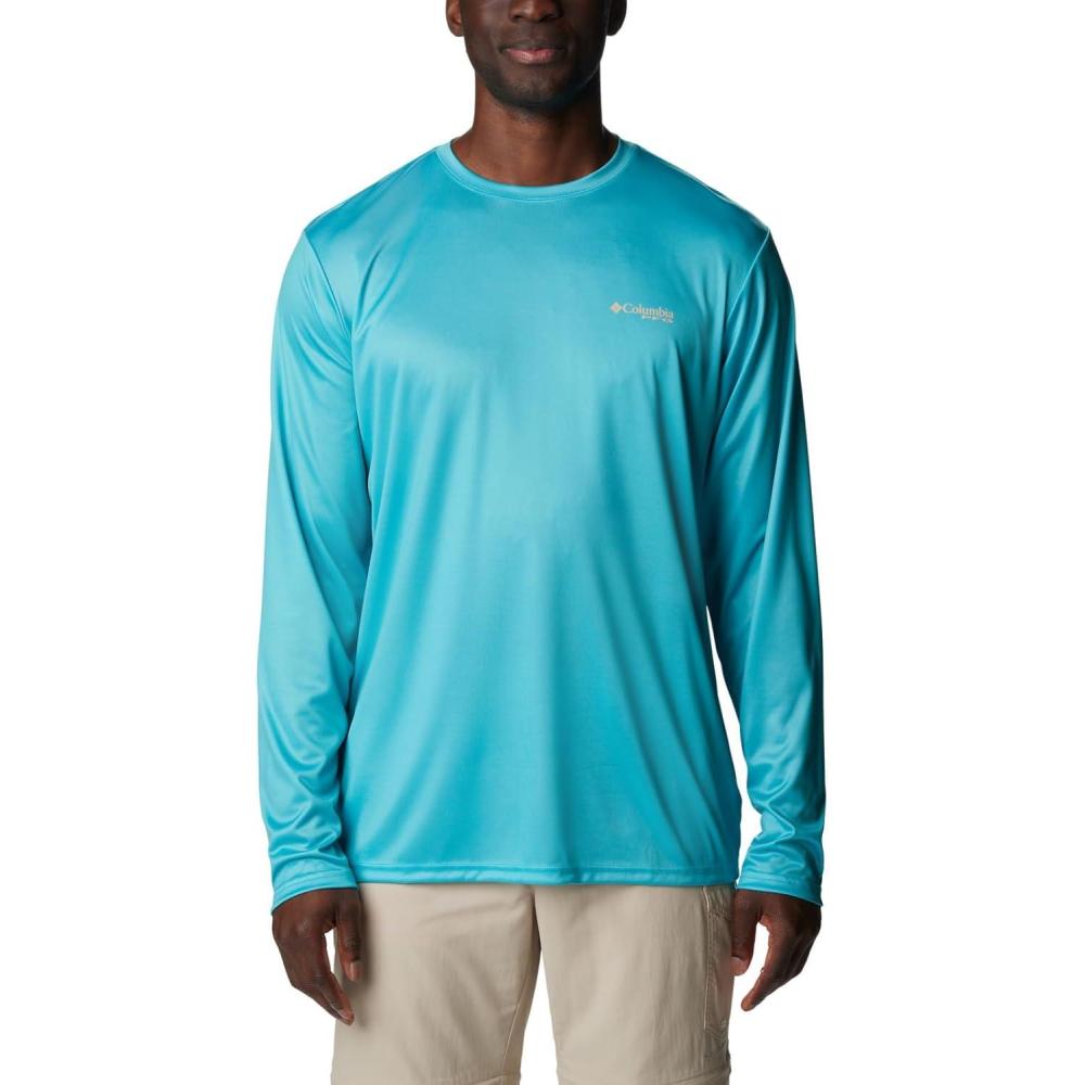 imageColumbia Mens Terminal Tackle PFG Fish Flag Long SleeveTurquoiseCoral Glow Offshore Fish