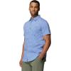 Columbia Men’s PFG Harbor Peak Short Sleeve Shirt(Vivid Blue Gingham)