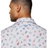 Columbia Mens PFG Super Slack Tide II Stretch Polo(Cool Grey Take Me to Texas)