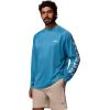 Columbia Men’s PFG Terminal Tackle Long Sleeve Shirt(Blue Echo Heather/White Logo)