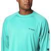 Columbia Men’s PFG Terminal Tackle Long Sleeve Shirt(Bright Aqua/Collegiate Navy Logo)