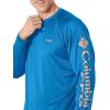 Columbia Men’s PFG Terminal Tackle Long Sleeve Shirt(Bright Aqua/Collegiate Navy Logo)