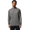 Columbia Men’s PFG Terminal Tackle Long Sleeve Shirt(Charcoal Heather/Cool Grey Logo)
