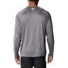 Columbia Men’s PFG Terminal Tackle Long Sleeve Shirt(City Grey/Pink Pop Logo)
