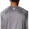 Columbia Men’s PFG Terminal Tackle Long Sleeve Shirt(City Grey/Pink Pop Logo)