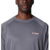Columbia Men’s PFG Terminal Tackle Long Sleeve Shirt(City Grey/Tiki Pink Logo)