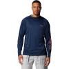Columbia Men’s PFG Terminal Tackle Long Sleeve Shirt(Collegiate Navy/Sunset Red Logo)