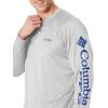 Columbia Men’s PFG Terminal Tackle Long Sleeve Shirt(Cool Grey/Vivid Blue Logo)