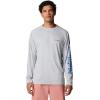 Columbia Men’s PFG Terminal Tackle Long Sleeve Shirt(Cool Grey/Vivid Blue Logo)