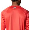 Columbia Men’s PFG Terminal Tackle Long Sleeve Shirt(Red Hibiscus/White Logo)
