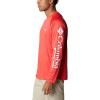 Columbia Men’s PFG Terminal Tackle Long Sleeve Shirt(Red Hibiscus/White Logo)