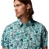 Columbia Mens PFG Trollers Best II Short Sleeve Shirt(Gulf Stream Bluewaters)