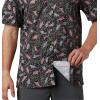 Columbia Men’s Super Slack Tide Camp Shirt Short Sleeve(Black Tribal Fish Print)