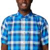 Columbia Men’s Super Slack Tide Camp Shirt Short Sleeve(Blue Macaw Multi Gingham)