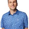 Columbia Men’s Super Slack Tide Camp Shirt Short Sleeve(Bluebell Deepdivers)
