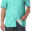 Columbia Men’s Super Slack Tide Camp Shirt Short Sleeve(Bright Aqua Gamefish Print)