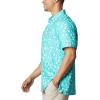 Columbia Men’s Super Slack Tide Camp Shirt Short Sleeve(Bright Aqua Marlin Palms Print)