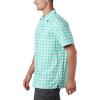 Columbia Men’s Super Slack Tide Camp Shirt Short Sleeve(Bright Aqua Palaka Plaid)