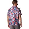 Columbia Men’s Super Slack Tide Camp Shirt Short Sleeve(Collegiate Navy Ikat Palms)