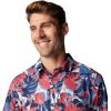 Columbia Men’s Super Slack Tide Camp Shirt Short Sleeve(Collegiate Navy Ikat Palms)