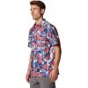 Columbia Men’s Super Slack Tide Camp Shirt Short Sleeve(Collegiate Navy Ikat Palms)