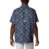 Columbia Men’s Super Slack Tide Camp Shirt Short Sleeve(Collegiate Navy Small Mighty Marlins Print)
