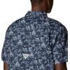 Columbia Men’s Super Slack Tide Camp Shirt Short Sleeve(Collegiate Navy Small Mighty Marlins Print)