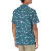 Columbia Men’s Super Slack Tide Camp Shirt Short Sleeve(Collegiate Navy Tribal Fish Print)