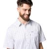 Columbia Men’s Super Slack Tide Camp Shirt Short Sleeve(Cool Grey Palaka Grid)