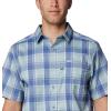 Columbia Men’s Super Slack Tide Camp Shirt Short Sleeve(Crushed Blue Ombre Check)