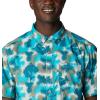 Columbia Men’s Super Slack Tide Camp Shirt Short Sleeve(Ocean Teal Bass Camo)